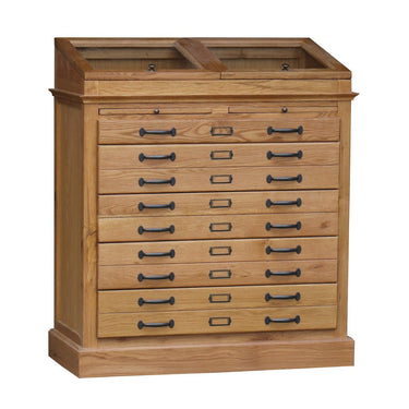 Oak Chest of Drawers - 5 Drawers & 2 Flap Doors at online8 furniture store Auckland