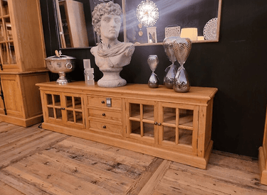Oak Entertainment Unit - 4 Doors & 3 Drawers at online8 furniture store Auckland