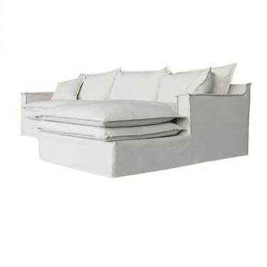 Orlando Slip Cover Sofa with Chaise - Natural at online8 furniture store Auckland