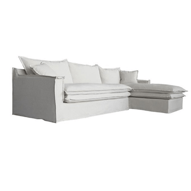 Orlando Slip Cover Sofa with Chaise - Natural at online8 furniture store Auckland