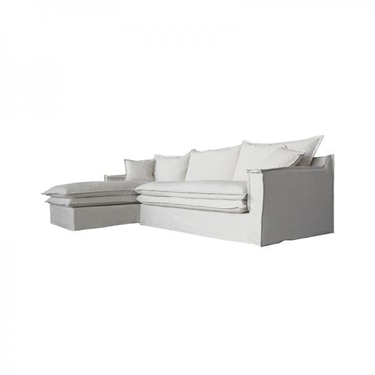Orlando Slip Cover Sofa with Chaise - Natural at online8 furniture store Auckland