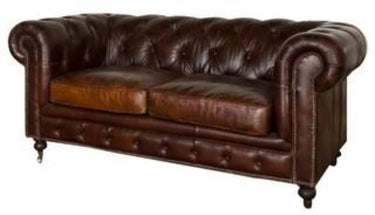 Oxford Chesterfield Aged Leather 2 Seater Sofa - Vintage Cigar at online8 furniture store Auckland
