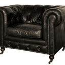 Oxford Chesterfield Aged Leather Armchair - Belon Black at online8 furniture store Auckland