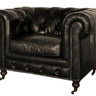 Oxford Chesterfield Aged Leather Armchair - Belon Black at online8 furniture store Auckland