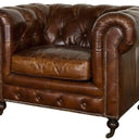 Oxford Chesterfield Aged Leather Armchair - Vintage Cigar at online8 furniture store Auckland