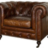Oxford Chesterfield Aged Leather Armchair - Vintage Cigar at online8 furniture store Auckland