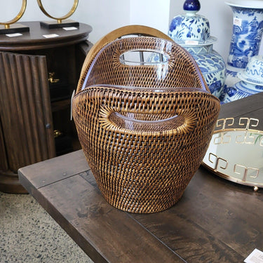 Rattan Drinks Holder | Ice Bucket With Plastic Insert at online8 furniture store Auckland