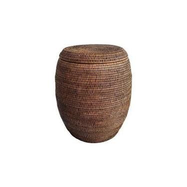 Rattan drum laundry Basket with Lid at online8 furniture store Auckland