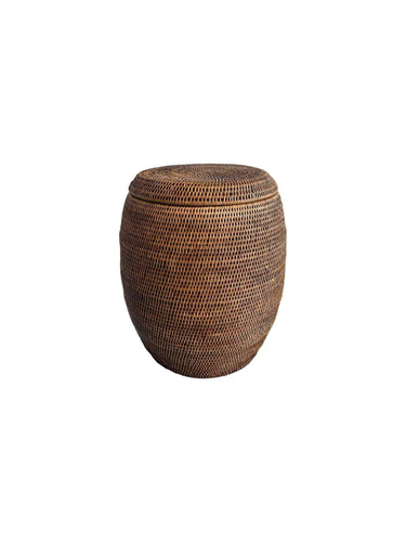 Rattan drum laundry Basket with Lid at online8 furniture store Auckland