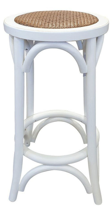 Rattan Seated Barstool - Antique White at online8 furniture store Auckland