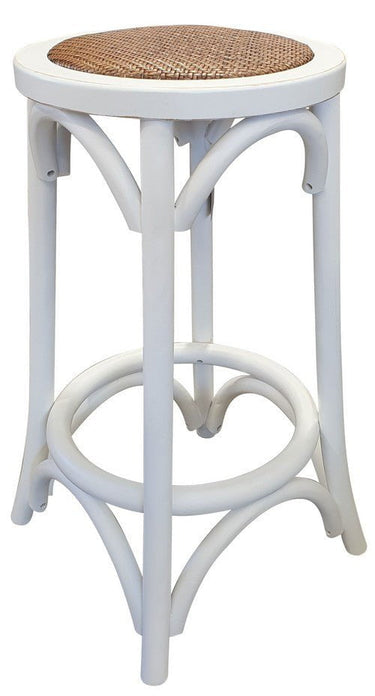 Rattan Seated Barstool - Antique White at online8 furniture store Auckland