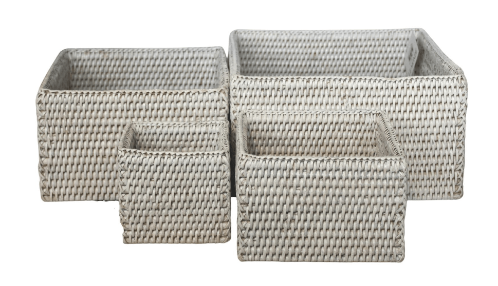 Stackable Rattan Boxes Rattan Stacking Boxes S/4 – Online8