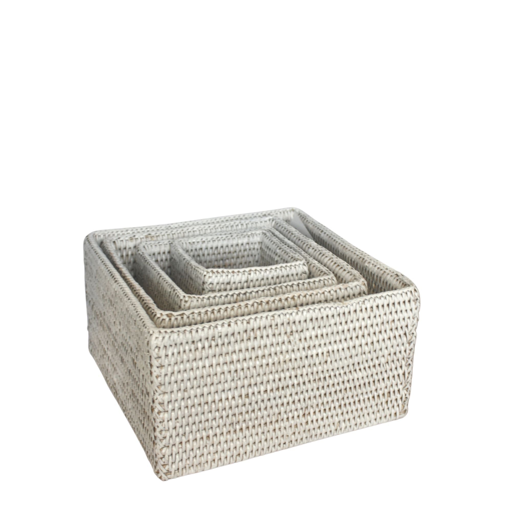 Stackable Rattan Boxes Rattan Stacking Boxes S/4 – Online8
