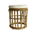 Rattan Stool with White Canvas Seat at online8 furniture store Auckland