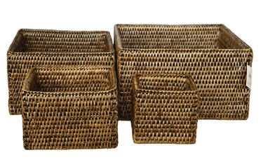 Rattan Storage Boxes S/4 at online8 furniture store Auckland