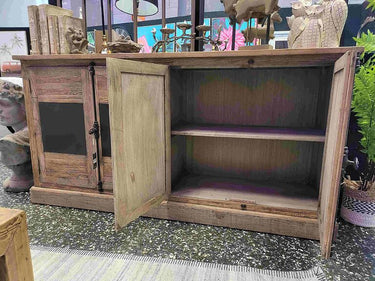Reclaimed Oak Buffet Table with Zinc Panels at online8 furniture store Auckland