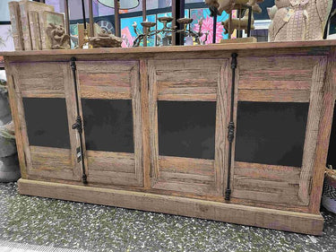 Reclaimed Oak Buffet Table with Zinc Panels at online8 furniture store Auckland