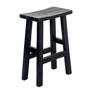 Reclaimed Teak Bar & Kitchen Counter Stool - Black at online8 furniture store Auckland