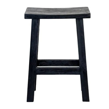 Reclaimed Teak Bar & Kitchen Counter Stool - Black at online8 furniture store Auckland