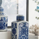Ren Lidded Jar - Blue and White at Online8 Furniture Auckland NZ