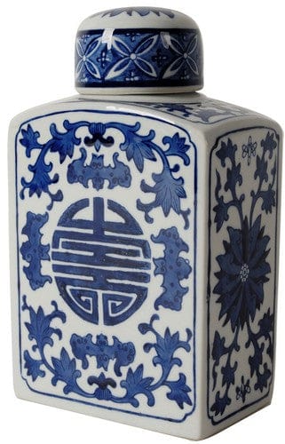 Ren Lidded Jar - Blue and White at online8 furniture store Auckland
