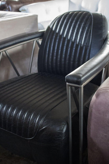 Rider Leather Armchair - Belon Black at online8 furniture store Auckland