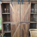Rustic Reclaimed Pine Bar & Wine Unit with Sliding Doors at online8 furniture store Auckland