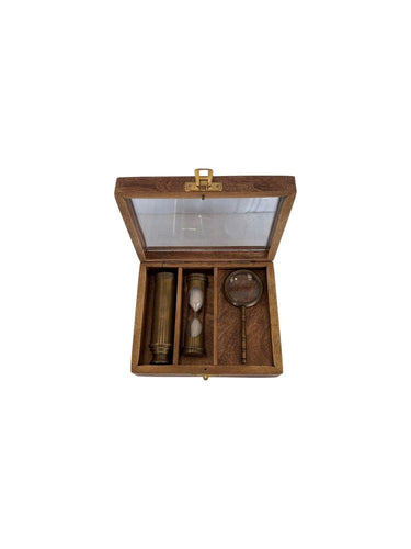 Sand Timer | Telescope and Magnifier Set | Gift Set | Antique Design at online8 furniture store Auckland