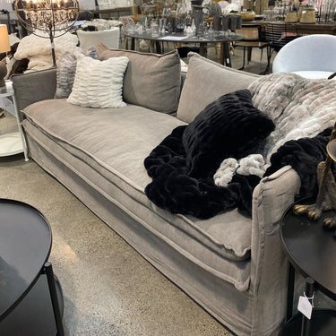 Santa Monica 3 Seater Slip Cover Sofa - Grey at online8 furniture store Auckland