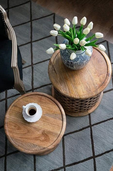 Side Tables Jali Cutting Set of 2 at online8 furniture store Auckland