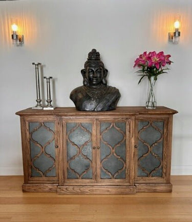 Sideboard Reclaimed Elm with Zinc Door Panels at online8 furniture store Auckland