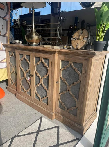 Sideboard Reclaimed Elm with Zinc Door Panels at online8 furniture store Auckland