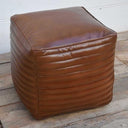 Square Buffalo Leather Pouf | Ottoman at online8 furniture store Auckland