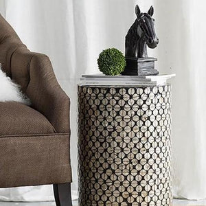 Capiz Circle Patterned Side Table | Accent Stool