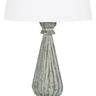 Table Lamp & Shade - Lt Green Wash / White Linen at online8 furniture store Auckland