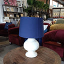 Table Lamp & Shade - White / Blue Cotton at online8 furniture store Auckland