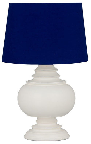 Table Lamp & Shade - White / Blue Cotton at online8 furniture store Auckland
