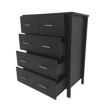 Tina 5 Drawer Tallboy Black at online8 furniture store Auckland