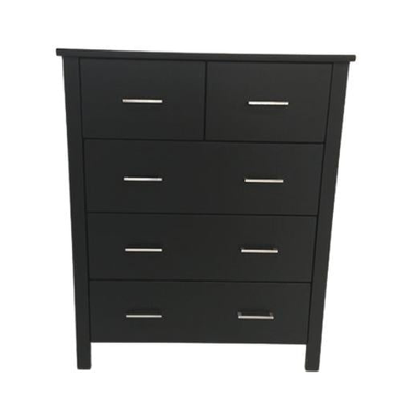 Tina 5 Drawer Tallboy Black at online8 furniture store Auckland