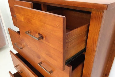 Tina 5 Drawer Tallboy Natural at online8 furniture store Auckland