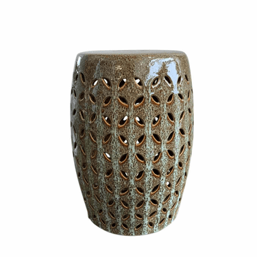 Verdigris Ceramic Stool Flower Pattern at online8 furniture store Auckland