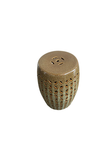 Verdigris Ceramic Stool Flower Pattern at online8 furniture store Auckland