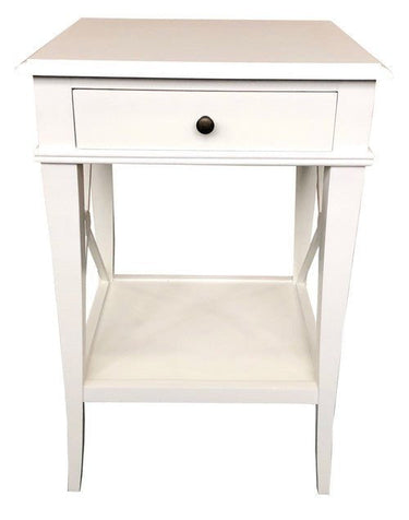 Villa Bedside Table - White Poplar at online8 furniture store Auckland