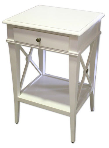 Villa Bedside Table - White Poplar at online8 furniture store Auckland