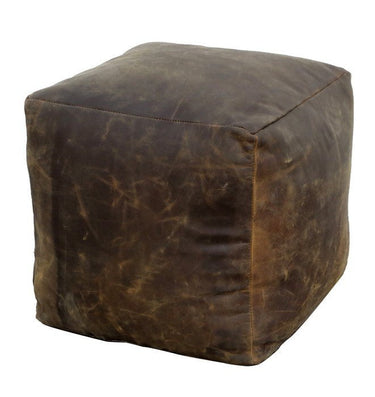 Vintage Leather Pouf | Ottoman at online8 furniture store Auckland