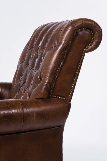 Waldorf Leather Armchair - Vintage Cigar at online8 furniture store Auckland