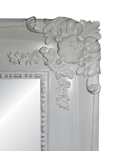White Ornate Bevelled Floor Mirror Large at online8 furniture store Auckland