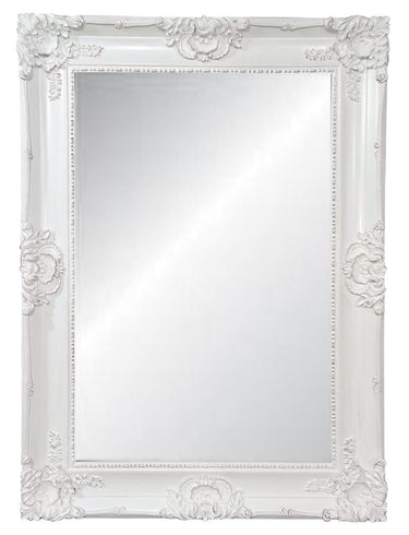 White Ornate Bevelled Floor Mirror Large at online8 furniture store Auckland