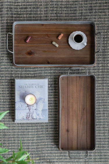 Wood/Metal Trays Set/2 at online8 furniture store Auckland