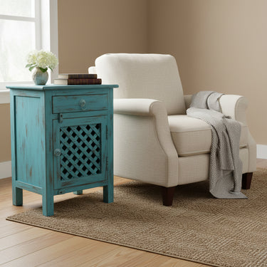 Wooden Carved Bedside Table at online8 furniture store Auckland